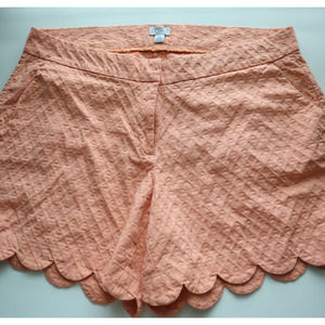 Crown & Ivy Shelby Peach Scalloped Linen Shorts Womens 18W